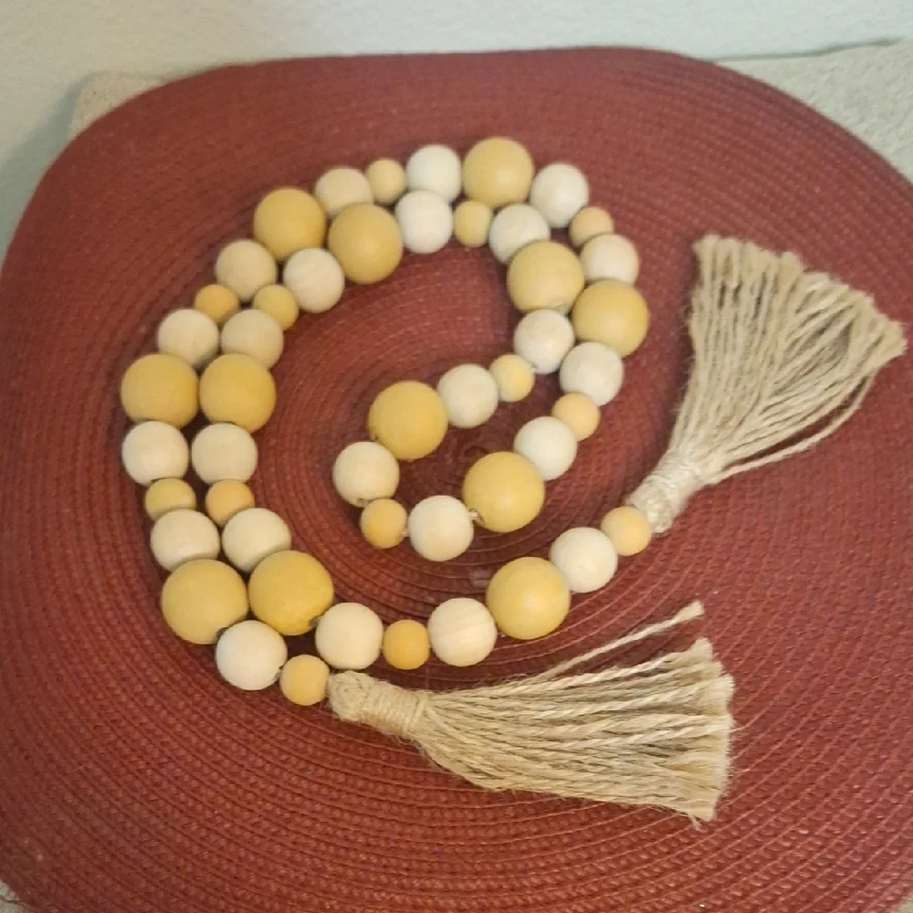 Wooden Bead Garland with Tassels